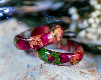 Rose resin ring, resin flower ring, pressed flower ring, cottagecore, nature inspired ring, pressed flower jewelry, Promise Ring for her