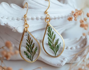 Pressed Fern Earrings - Nature-Inspired, Botanical Jewelry, Real Fern Resin Earrings, Eco-Friendly Gift, Handmade Plant Lover Accessory