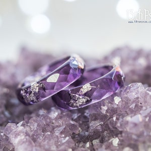 Lavender resin ring with silver flakes,thumb Rings for women,stacking ring,unique ring, promise ring for her, Resin Jewelry,mens ring