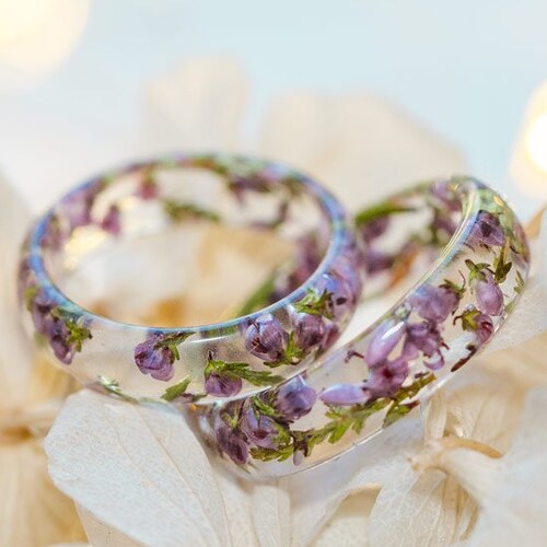 Pressed Flowers Resin Ring Real Flower Nature Ring Jewelry Etsy