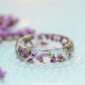 Heather Flower resin ring real floral ring unique rings for image 3