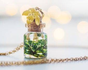 Real Moss necklace, terrarium jewelry, moss bottle necklace, vial necklace,Dainty jewelry,botanical jewelry,natural jewelry, nature inspired