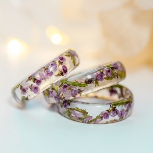 Heather Flower resin ring real floral ring unique rings for image 2