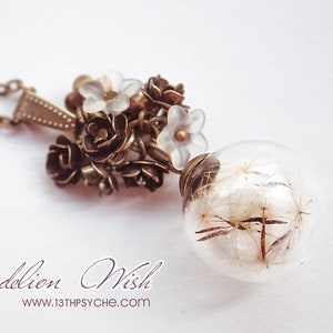 Dandelion necklace, fall jewelry, make a wish necklace, glass ball necklace,terrarium necklace,dandelion seed,flower necklace,gift for women