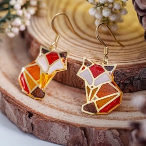 Cute fox earrings: Forest earrings, nature inspired gift for her, unique animal earrings, cute jewelry, cottagecore earrings- Resin jewelry