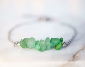 Green aventurine Bracelet, Gemstone bracelets for women, raw stone bracelet, adjustable bead bracelet, boho bracelet, friendship bracelets