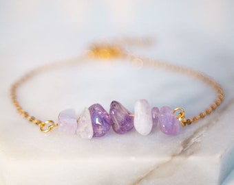 Light purple amethyst Bracelet, raw Gemstone bracelets for women, beaded bracelet, birthstone bracelet, boho bracelet, friendship bracelets