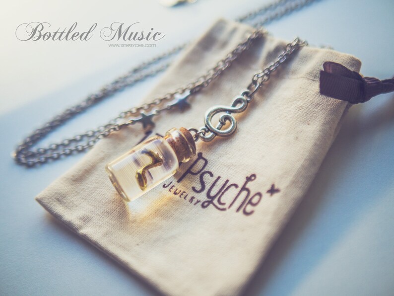 Music necklace,Music Bottle necklace,music note jewelry,glass Vial necklace,miniature bottle,music jewelry,gift for her,potion vial necklace