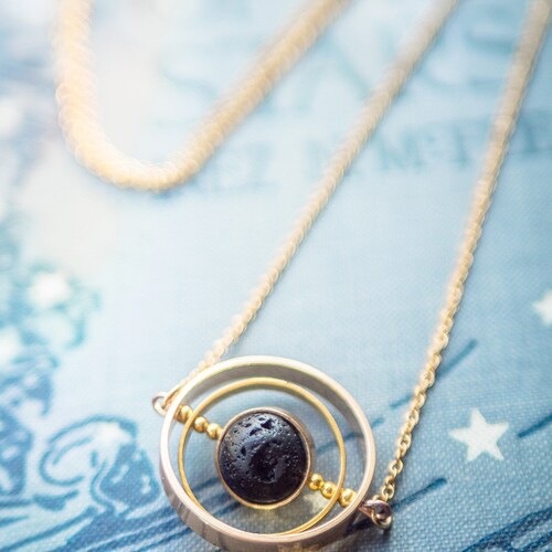 Asteroid necklace, Saturn necklace, Space jewelry, Celestial jewelry, Galaxy necklace, science jewelry, space necklace, Spinner Necklace,