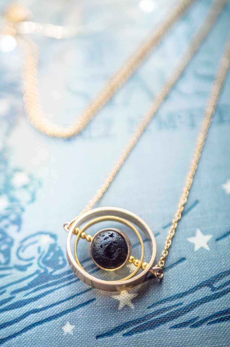 Asteroid necklace, Saturn necklace, Space jewelry, Celestial inspired, Galaxy necklace, science jewelry, space necklace, Spinner Necklace image 2