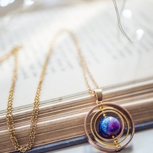 Space necklace galaxy necklace planet necklace spinner image 3