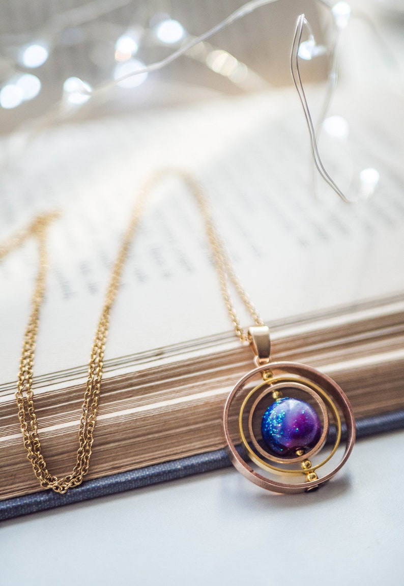Space necklace galaxy necklace planet necklace spinner image 3
