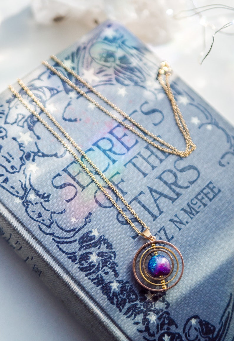 Space necklace galaxy necklace planet necklace spinner image 4