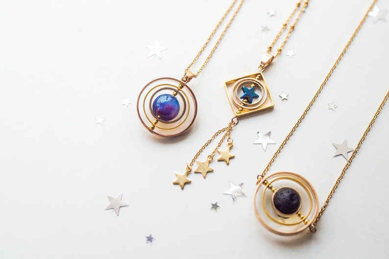 Space necklace galaxy necklace planet necklace spinner image 8