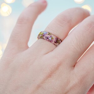 Heather Flower resin ring real floral ring unique rings for image 9