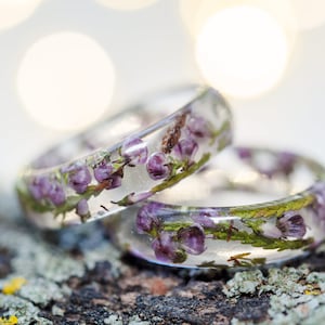 Heather Flower resin ring real floral ring unique rings for image 7