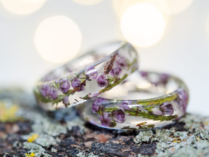 Heather Flower Resin Ring Pressed Flower Ring Promise Etsy