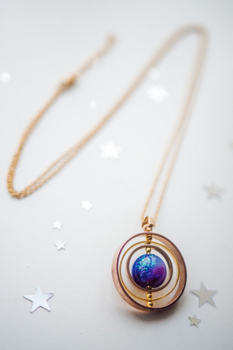 Space necklace galaxy necklace planet necklace spinner image 5