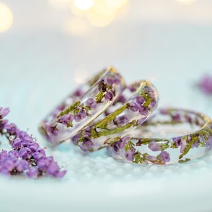 Heather Flower resin ring real floral ring unique rings for image 10