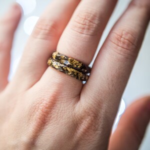 Black resin ring with gold flakes,stacking rings for men, Resin Jewelry,engagement ring,mens ring, promise ring for him, cute rings for him image 7