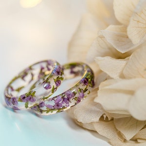 Heather Flower resin ring real floral ring unique rings for image 4