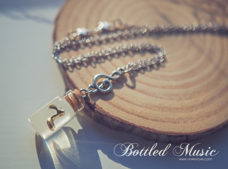 Music necklace,Music Bottle necklace,music note jewelry,glass Vial necklace,miniature bottle,music jewelry,gift for her,potion vial necklace