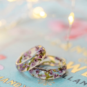 Heather Flower resin ring real floral ring unique rings for image 8
