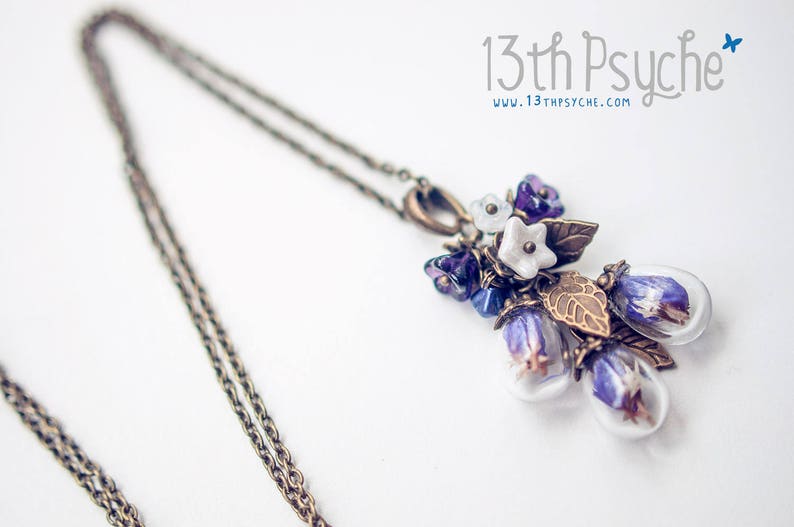 Terrarium necklace, best friend gifts for women, nature jewelry,Real flower jewelry,Terrarium jewelry,dried flower jewelry,Botanical Jewelry image 1