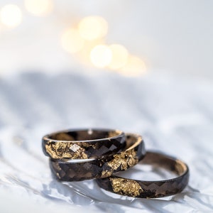 Black resin ring with gold flakes,stacking rings for men, Resin Jewelry,engagement ring,mens ring, promise ring for him, cute rings for him image 10