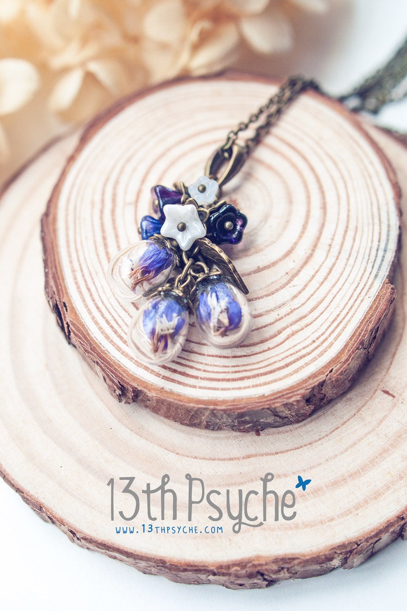 Terrarium necklace, best friend gifts for women, nature jewelry,Real flower jewelry,Terrarium jewelry,dried flower jewelry,Botanical Jewelry image 2