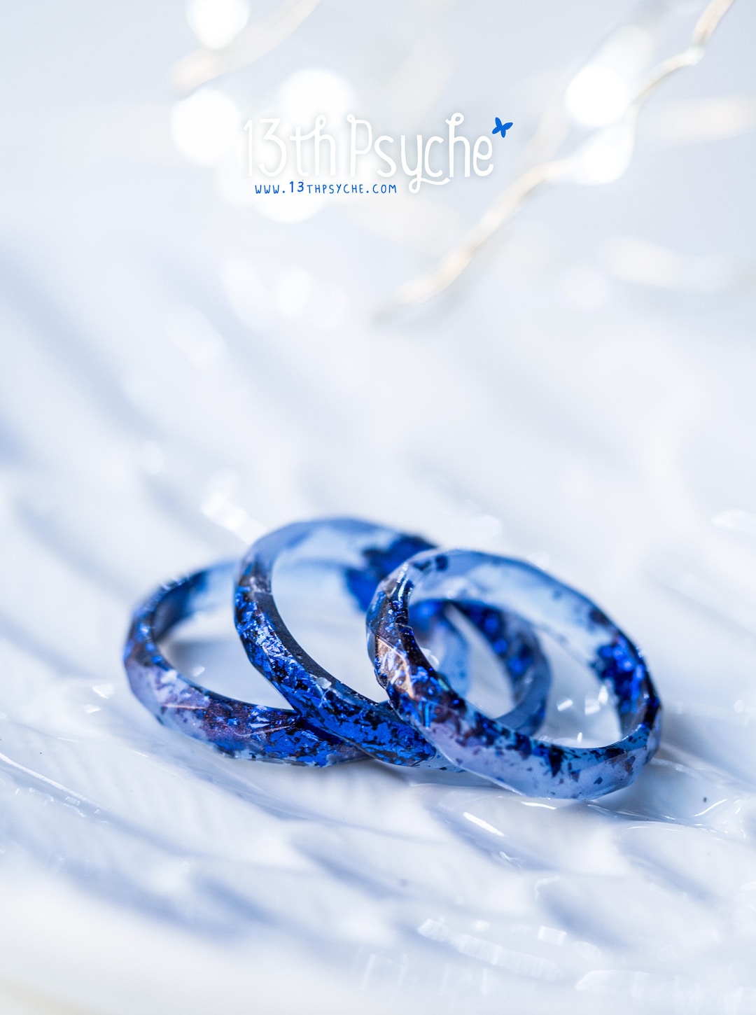 Blue Resin Ring With Blue Flakes, Stacking Rings for Women, Blue Ring ...