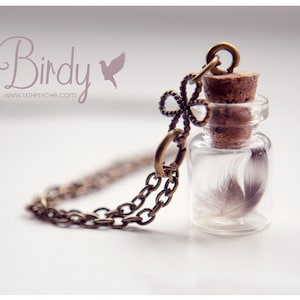 Real Feather necklace,best friend gift for women, Tiny Feather Bottle Necklace, Glass vial necklace, inspirational jewelry ,witch jewelry