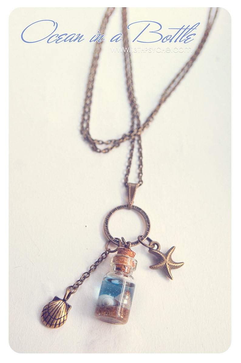 unique gifts for women,ocean inspired jewelry mermaid necklace nautical jewelry ocean necklace Ocean in a Bottle necklace,shell necklace