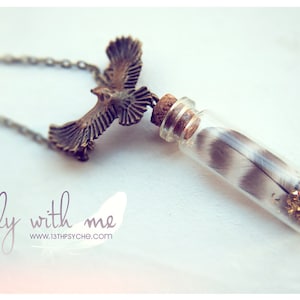 Feather bottle necklace Bird necklace inspirational Witch jewelry gift for women Real Feather necklace handmade gift for women boho jewelry