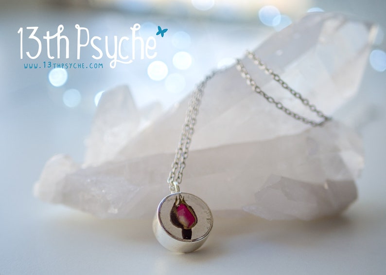 Dried Rose necklace, Real rose pendant,gift for women,dried flower necklace,rose bud necklace,Real flower jewelry,rose pendant,resin jewelry image 4