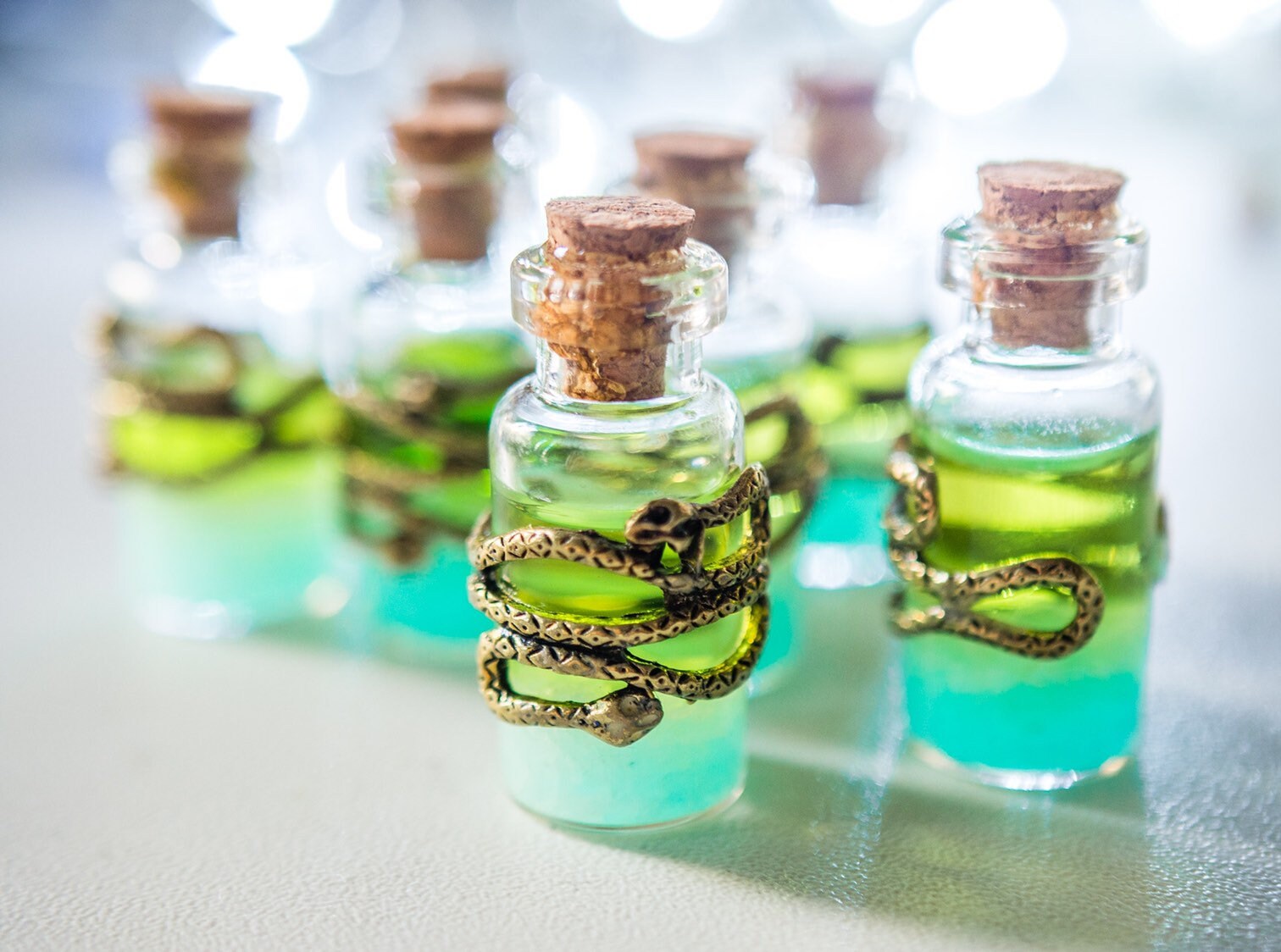 Glowing Necklace, Snake Venom Bottle Necklace, Wiccan Jewelry