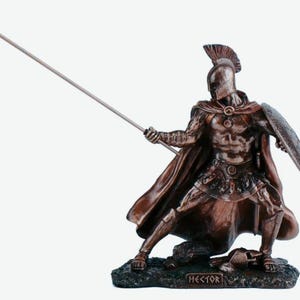 Statua di Ettore in battaglia - Eroe greco della guerra di Troia / Figurina in bronzo da 22 cm