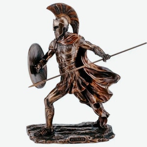 Statua di Achille – Eroe greco di Troia – Statuetta in bronzo di guerriero – Decorazione mitologica – Regalo per amanti della storia, leader e insegnanti