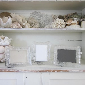 Vintage cut glass/crystal picture frames, set of 3, Mikasa 5x7 romantic crystal frames, wedding photo frames