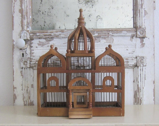 Antique Bird Cage, Wood and Wire, Handmade, Victorian Style, Rustic ...