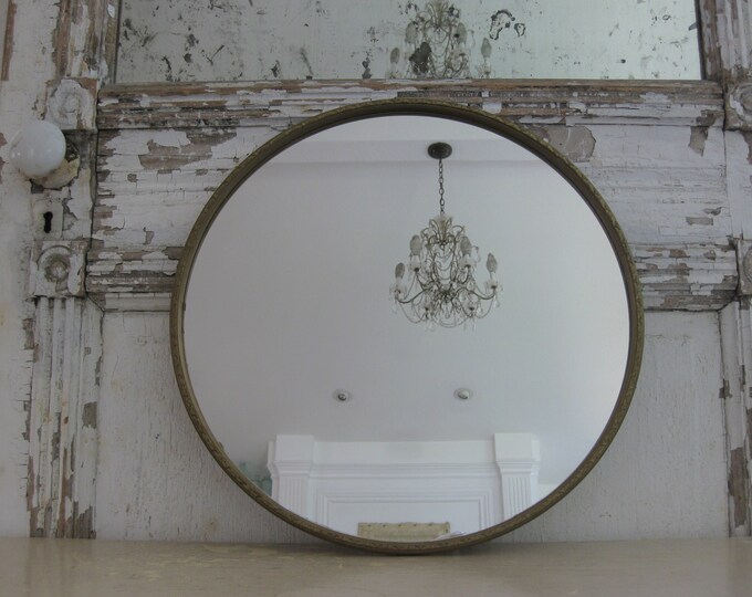 Vintage Round Mirror Table Mirror Gold Frame Mid Century Etsy