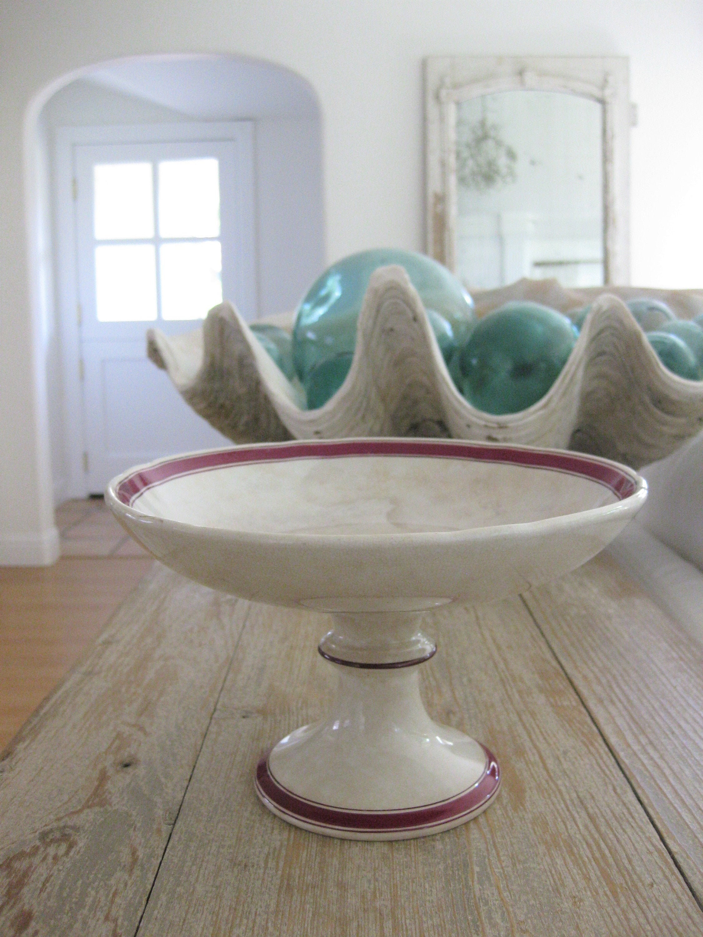 Vintage ironstone footed creamy white Etsy