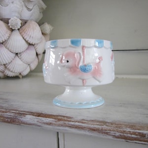 Vintage BABY pottery planter, Relpo carousel planter, baby shower decor, nursery decor, Shabby Chic baby