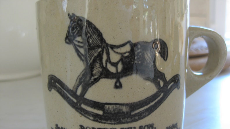 kids mug vintage kitchen rocking horse vintage stoneware mug Made in England holiday decor English advertising mug farmhouse decor