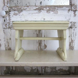 Vintage buttery yellow footstool, bench, riser, cottage, farmhouse, Shabby Chic decor, plant stand, nursery decor