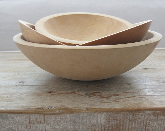 Vintage Wooden Bowl Set Maple Wood Bowls Set of 4 Etsy