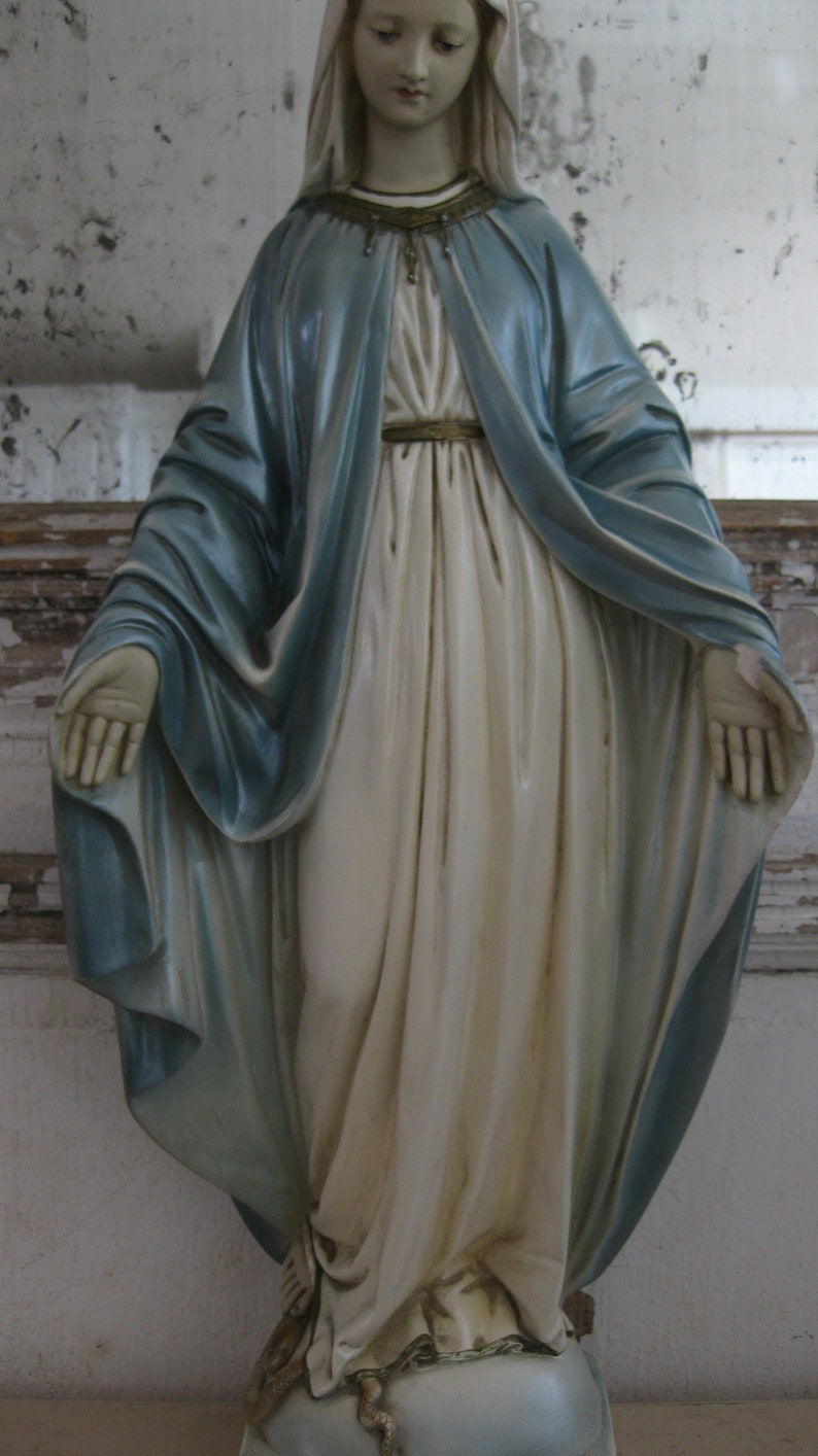 Extra Large Vintage Virgin Mary Madonna statue chalkware Etsy