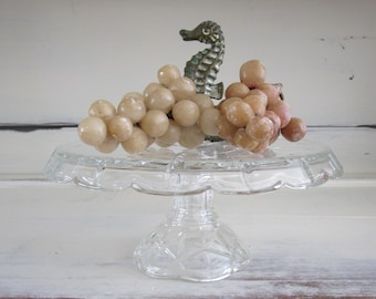 Vintage heavy glass or crystal cake plate, elegant cake stand, fancy wedding cake stand, holiday dessert bar serving decor