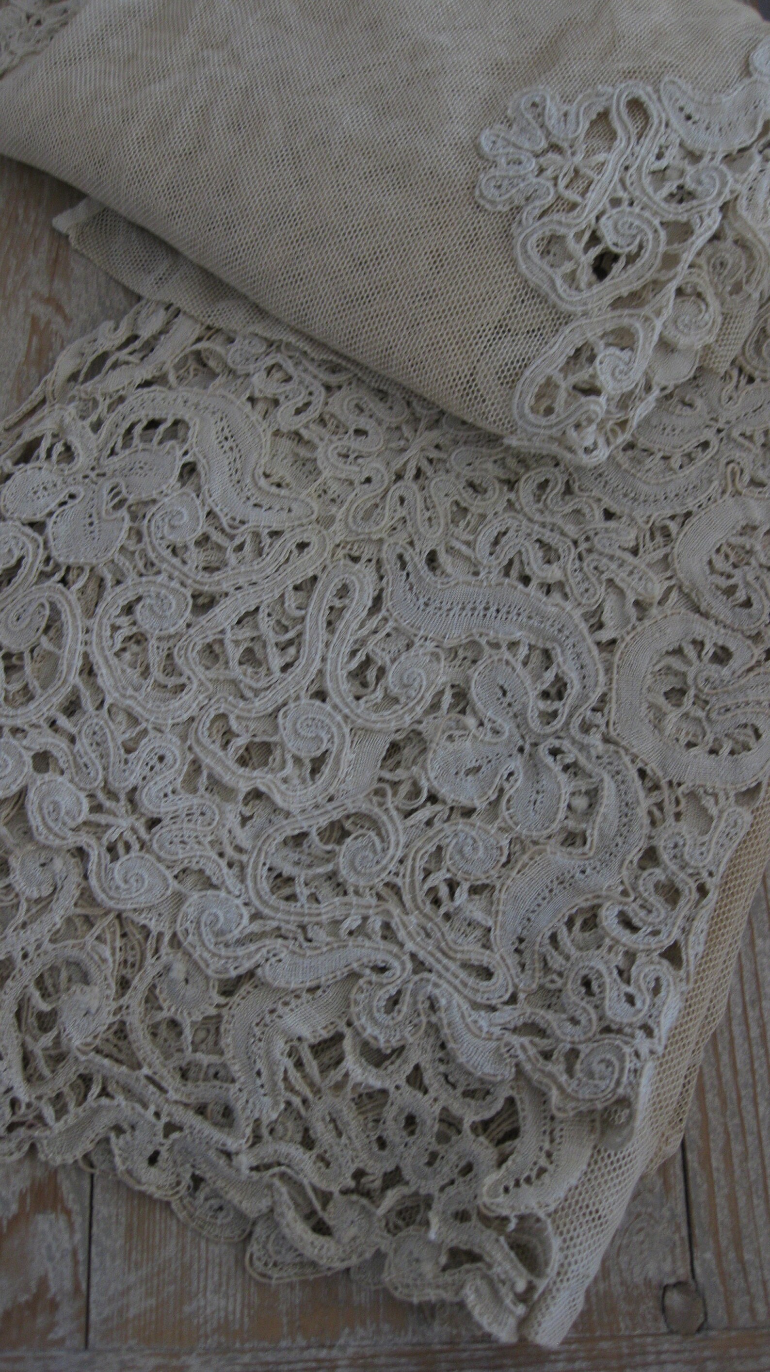 Antique net lace curtain panels set of 2 ecru taupe Etsy