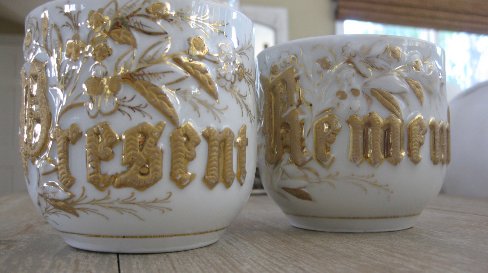 Vintage German mustache cups set of two white and gold Etsy